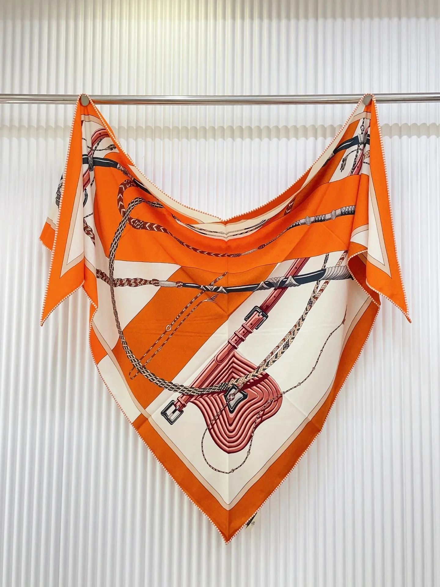 Hermes Clic-Clac Triangle Scarf Orange Cuit 03 - Image 8