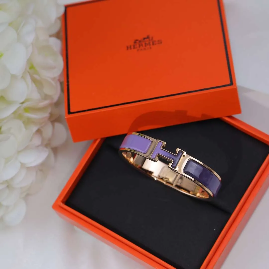 Alternative view of Hermes Clic Enameled H Bracelet Purple