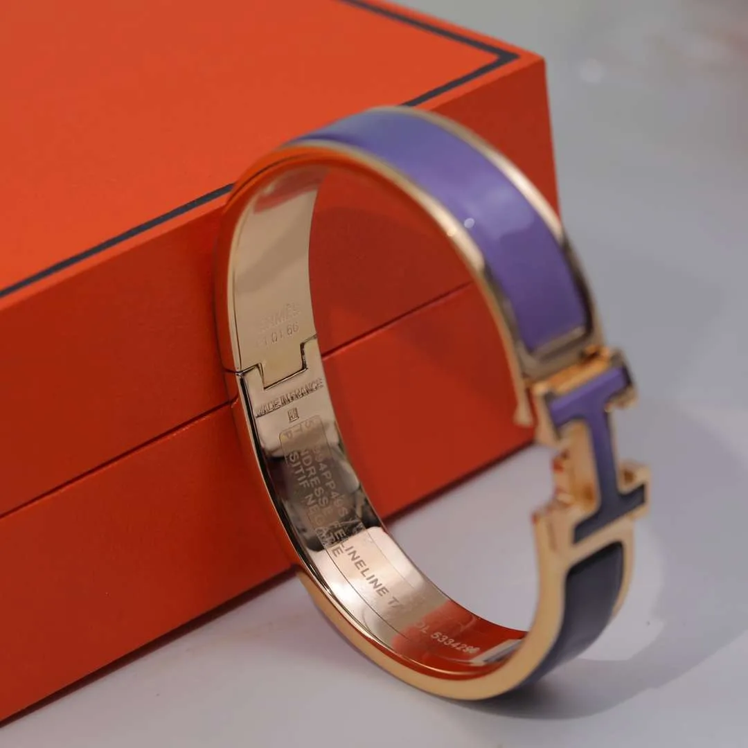 Hermes Clic Enameled H Bracelet Purple - Image 9