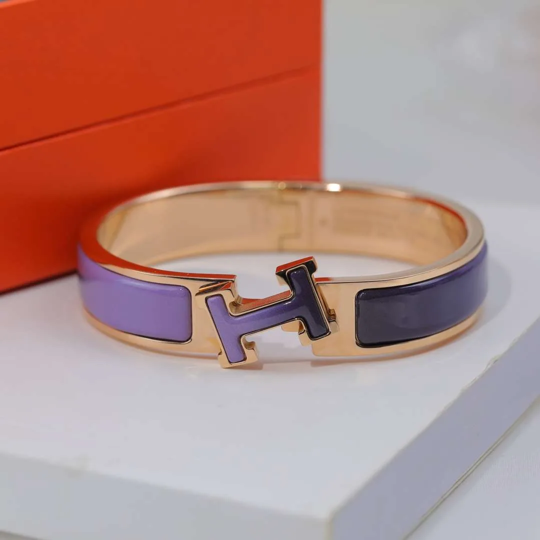 Hermes Clic Enameled H Bracelet Purple - Image 6