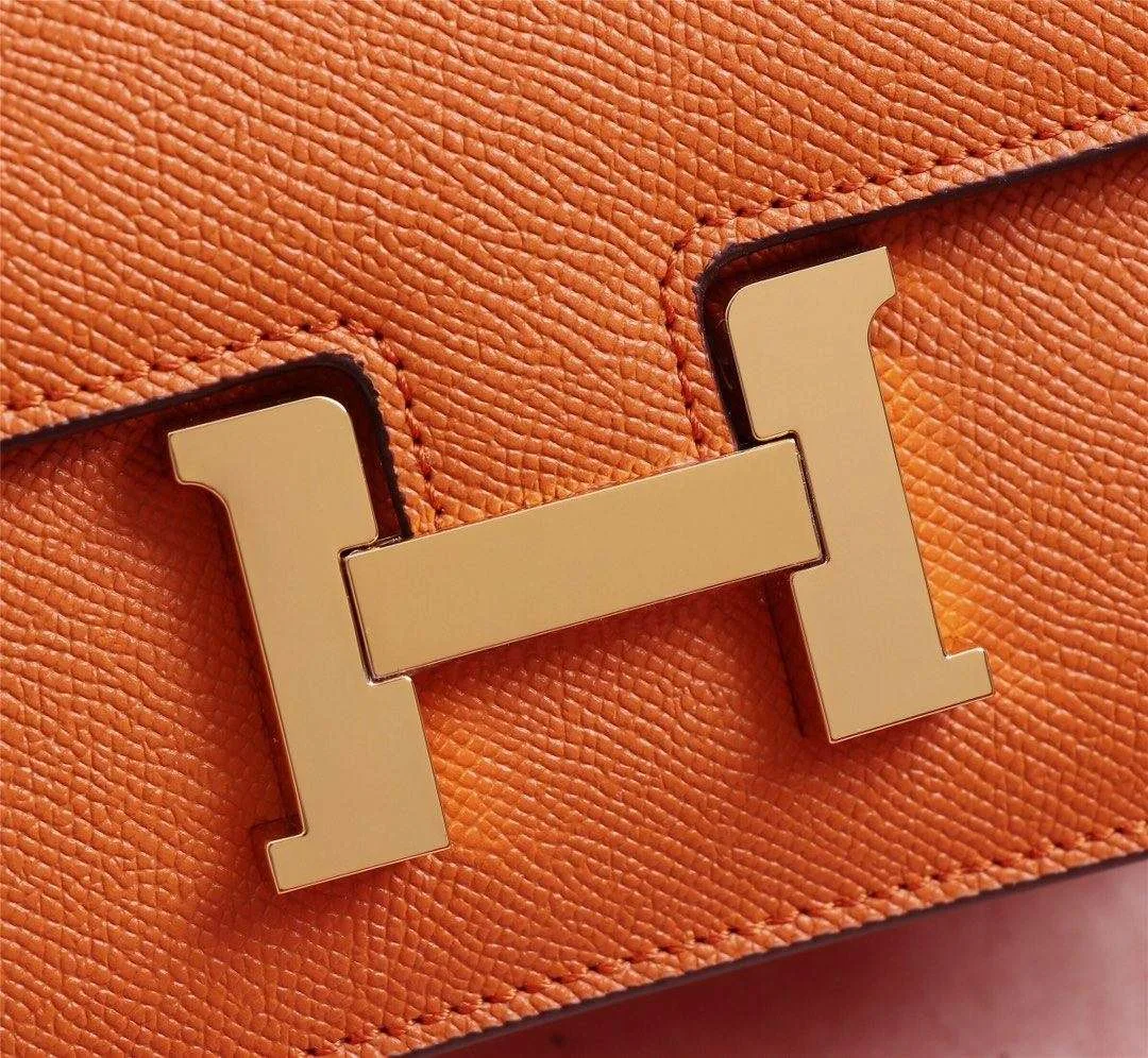 Hermes Constance 18 Crossbody Bag / Orange Gold Hardware - Image 3
