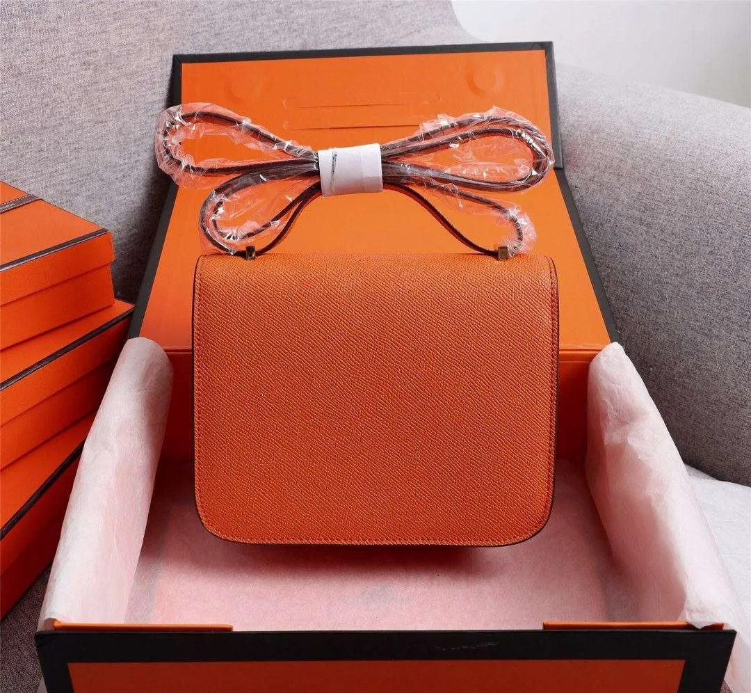 Hermes Constance 18 Crossbody Bag / Orange Gold Hardware - Image 4