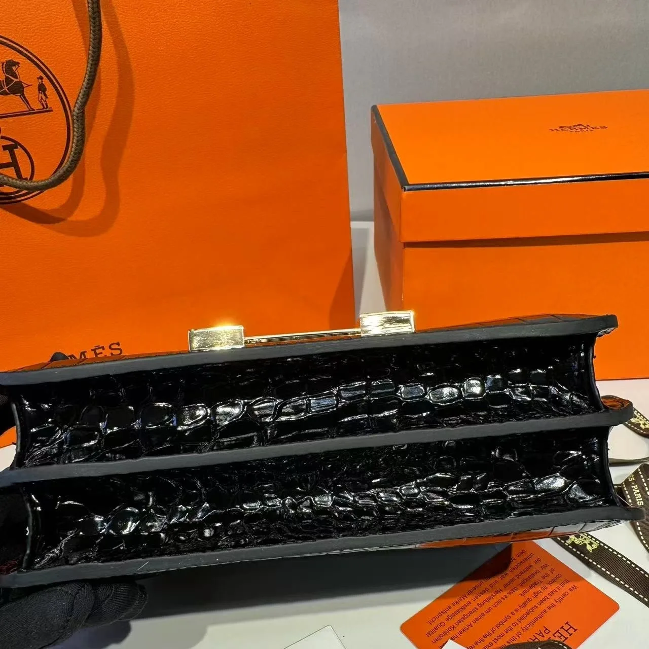 Alternative view of Hermes Constance 23 Pattern Crocodile Black