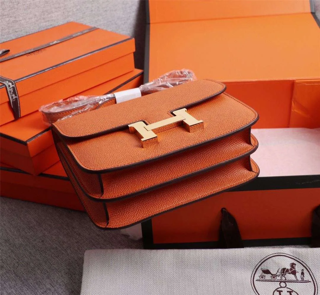 Alternative view of Hermes Constance 18 Crossbody Bag / Orange Gold Hardware