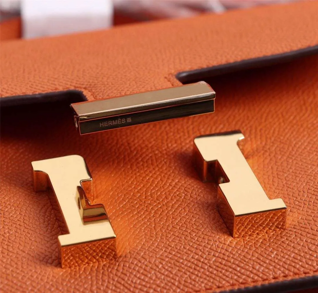 Hermes Constance 18 Crossbody Bag / Orange Gold Hardware - Image 5