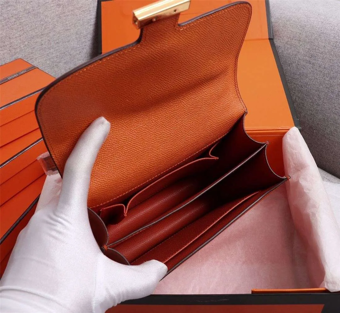 Hermes Constance 18 Crossbody Bag / Orange Gold Hardware - Image 7