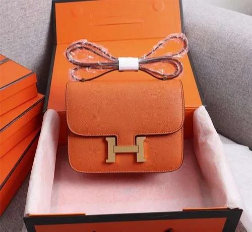 Hermes Constance 18 Crossbody Bag / Orange Gold Hardware - Image 10