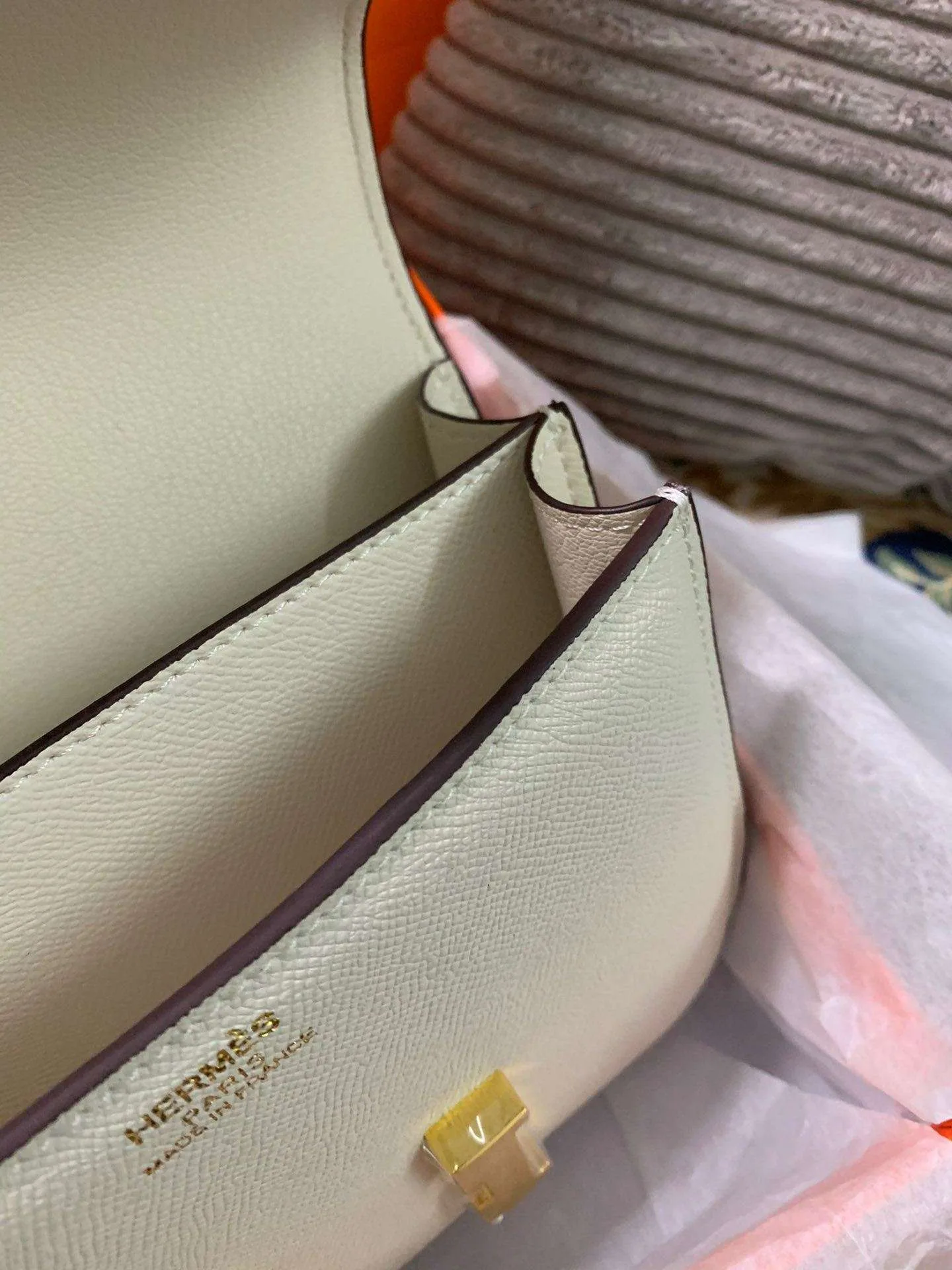 Hermes Constance 18 Crossbody Bag / White Gold Hardware - Image 8