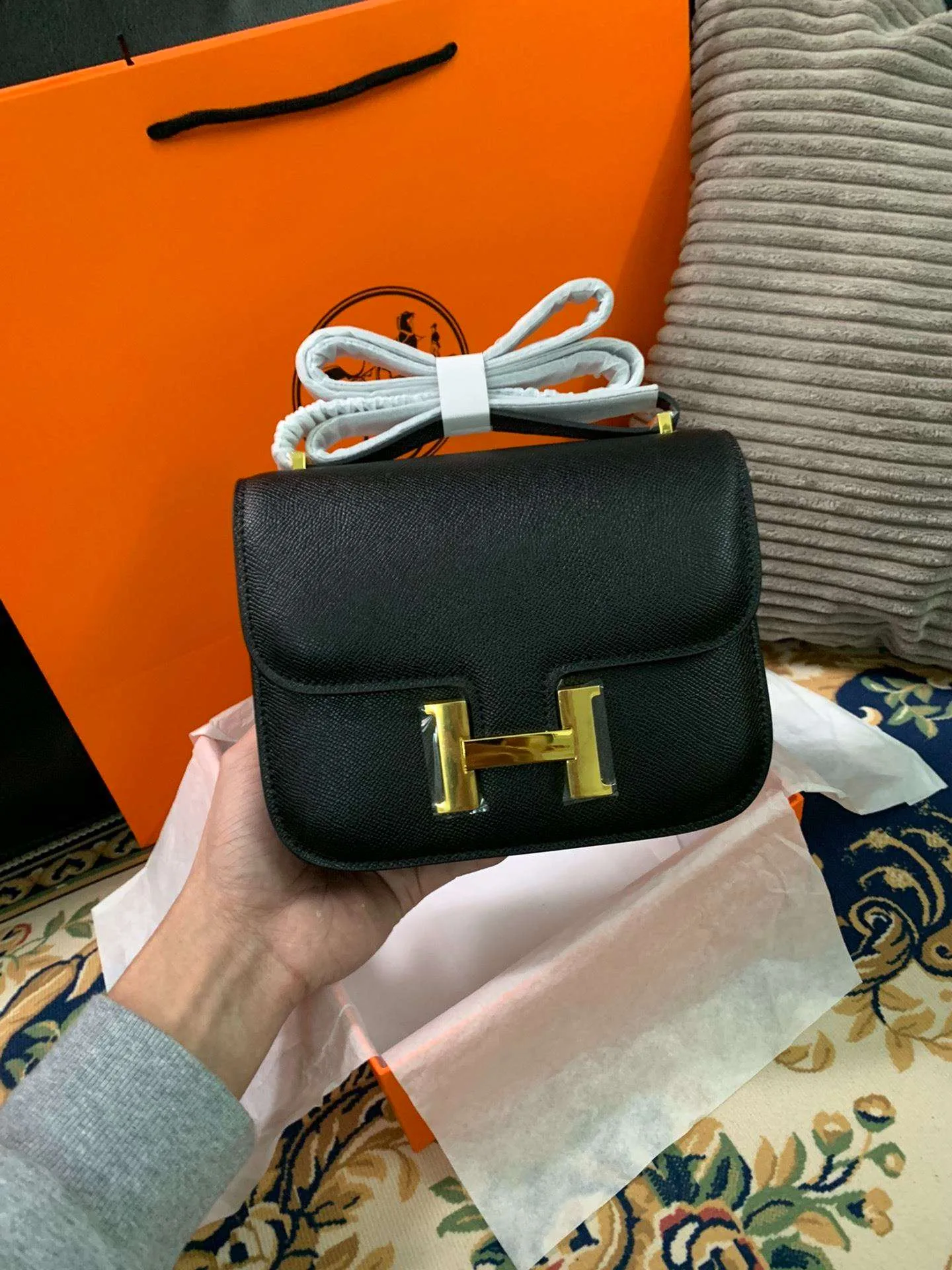 Alternative view of Hermes Constance 18 Crossbody Bag / Black Gold Hardware