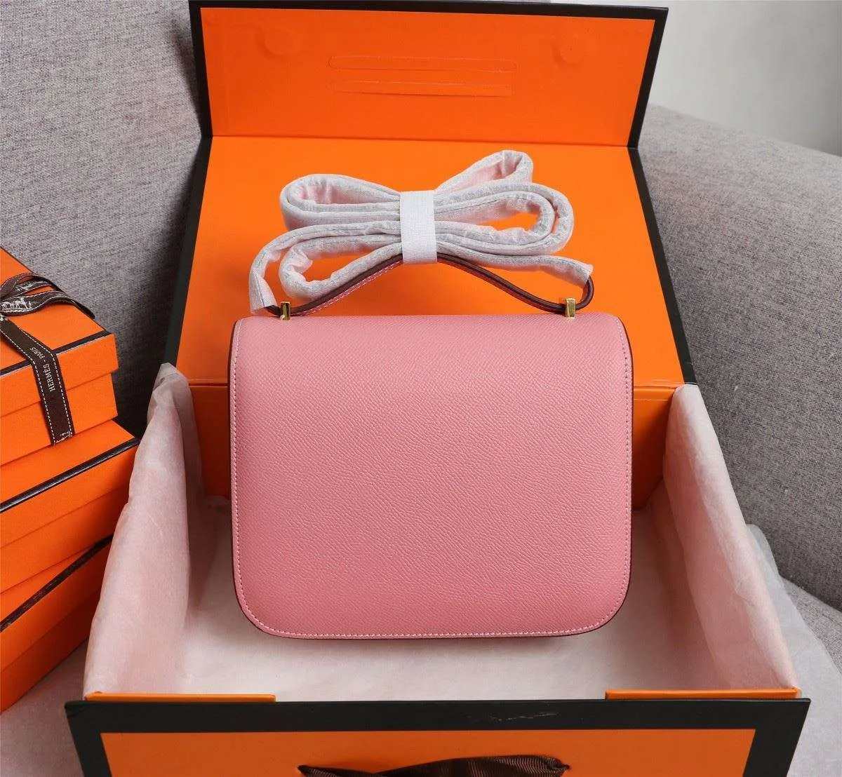 Hermes Constance 18 Crossbody Bag / Pink Gold Hardware - Image 8