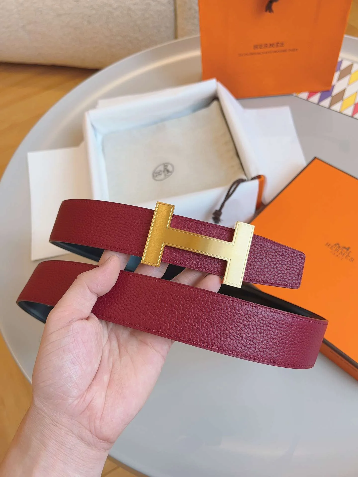 Alternative view of Hermes Constance Belt Buckle Burgundy