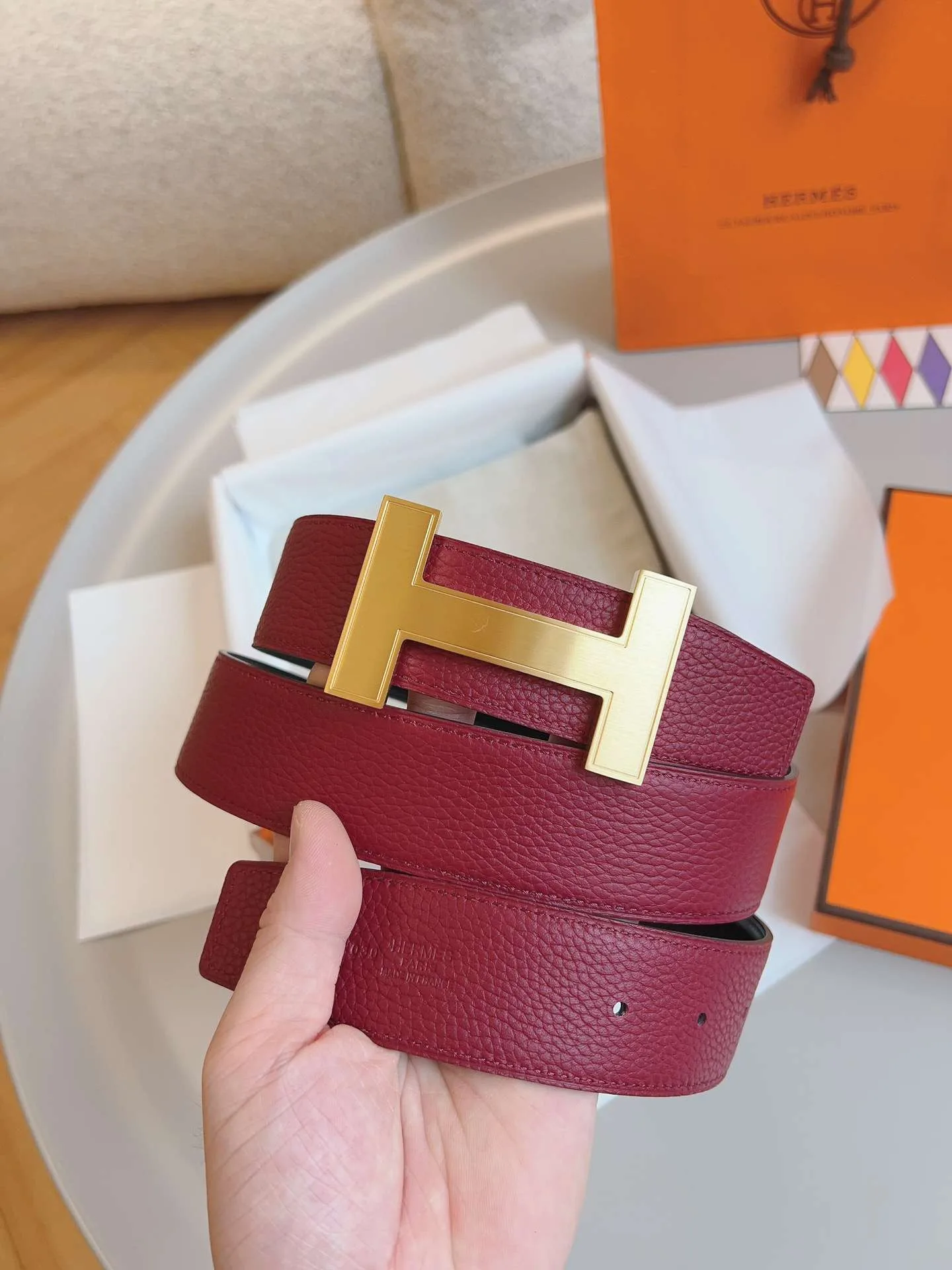 Hermes Constance Belt Buckle Burgundy - Image 4