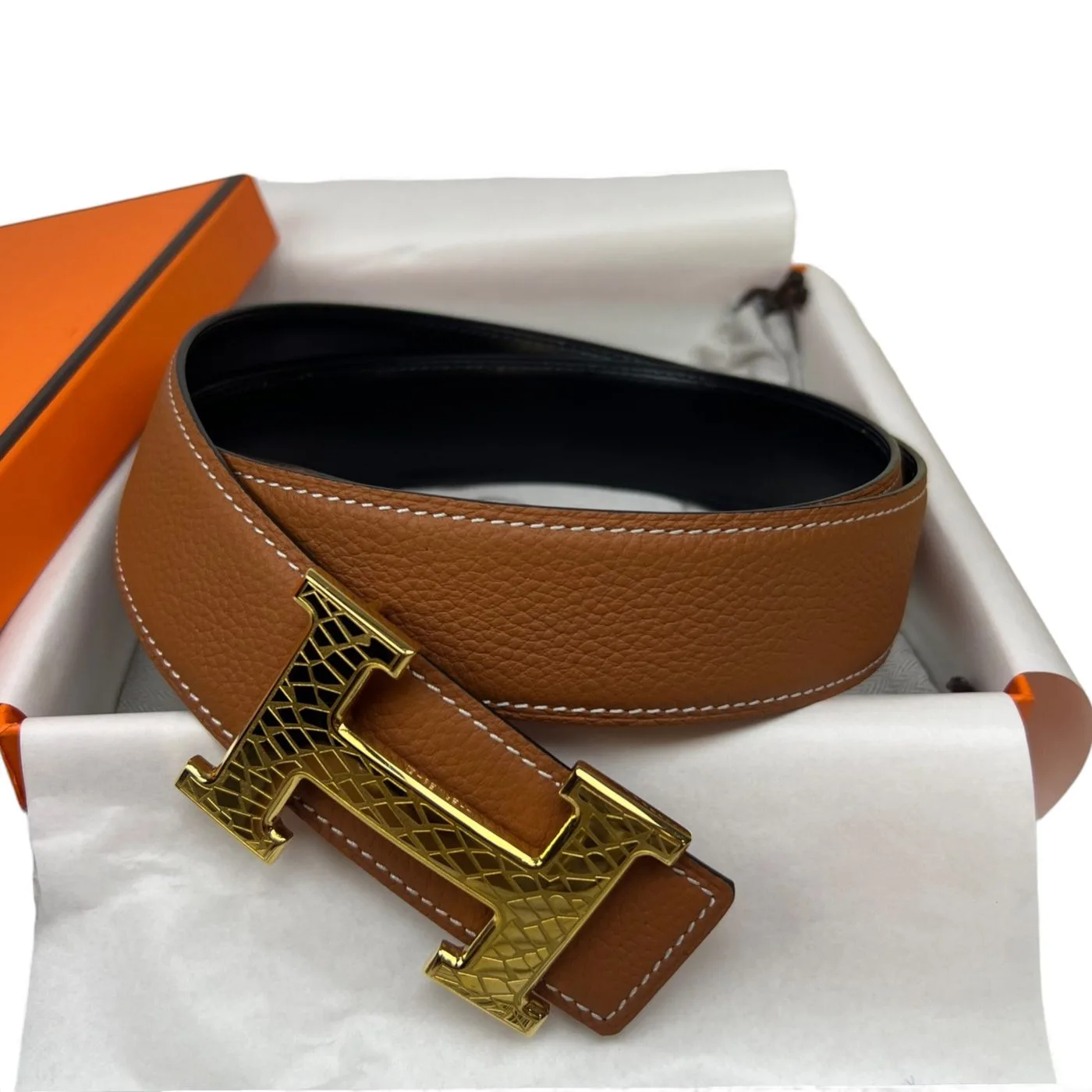 Alternative view of Hermes Constance Martelee Belt Buckle Reversible Brown