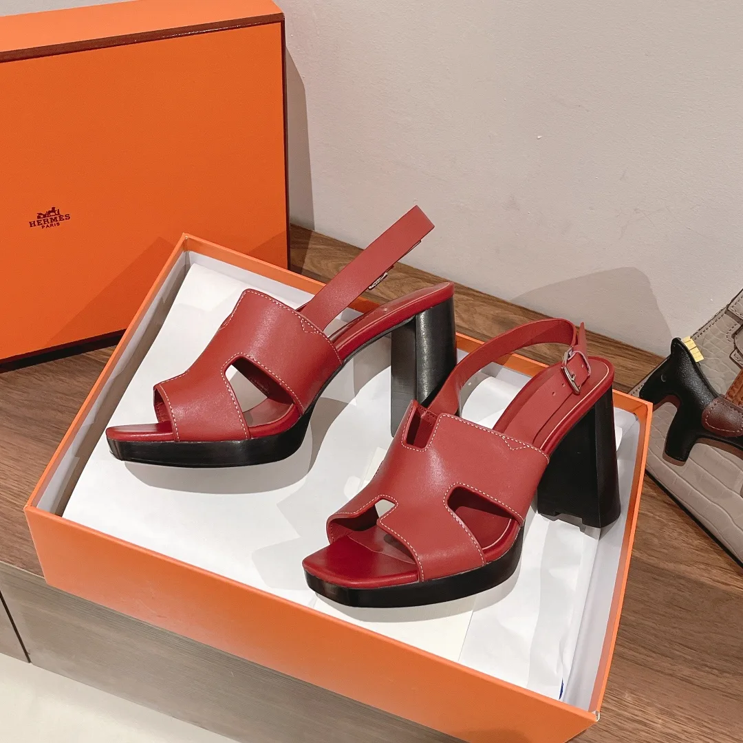 Alternative view of Hermes Eris 90 Sandal Burgundy