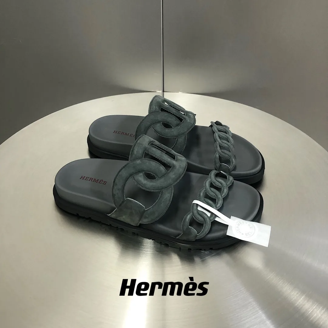 Hermes Extra Sandal Dark Grey - Image 9