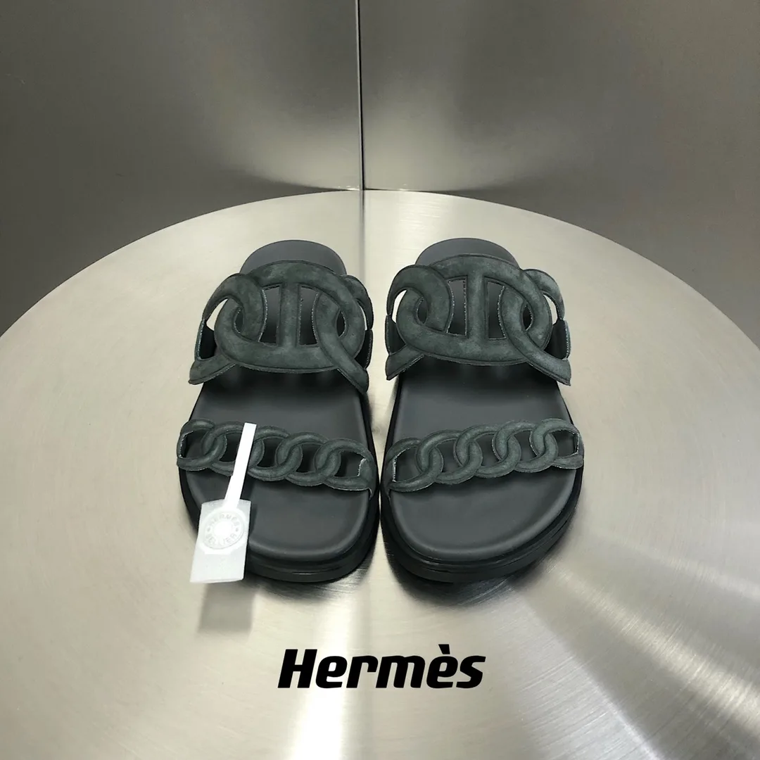 Hermes Extra Sandal Dark Grey - Image 8