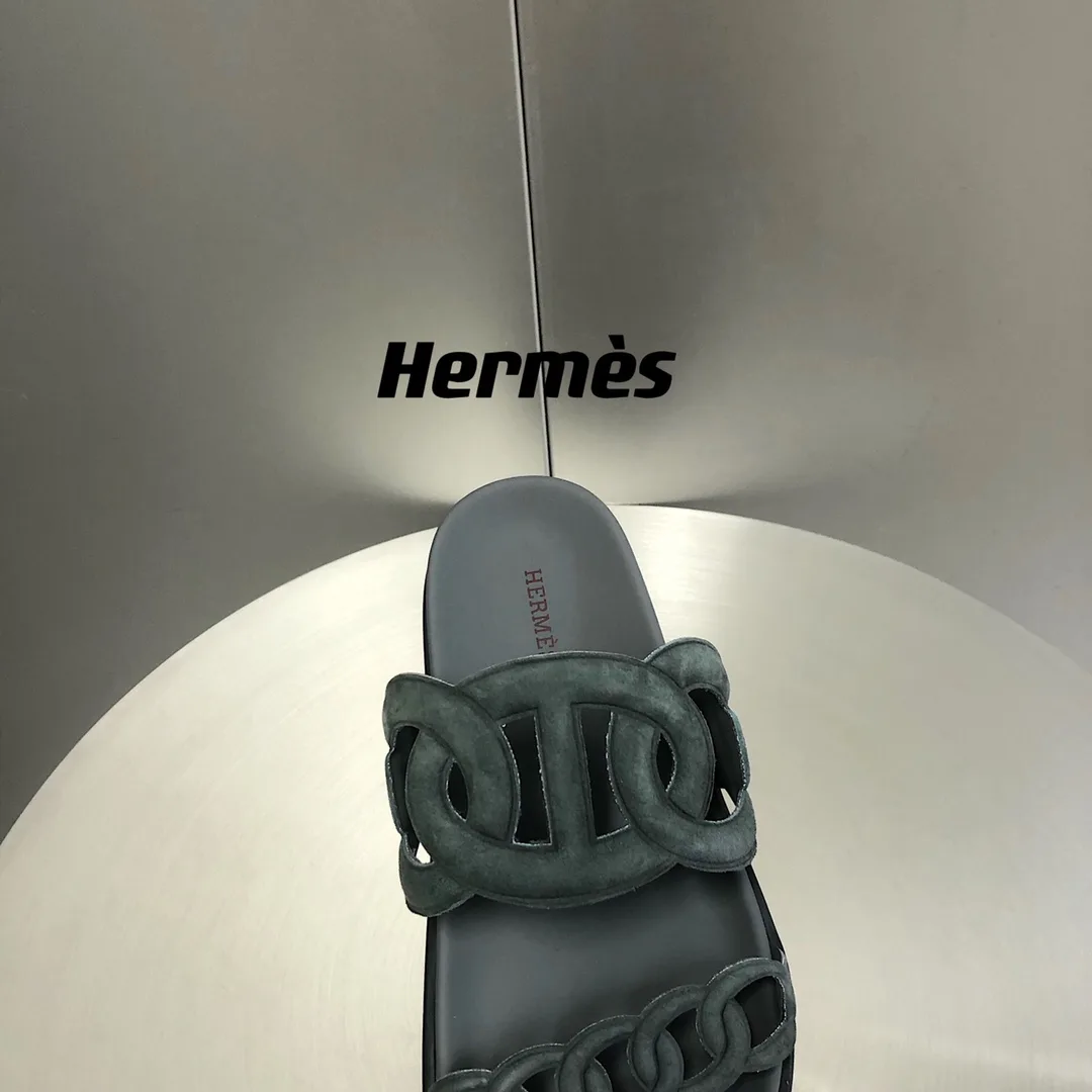 Hermes Extra Sandal Dark Grey - Image 7