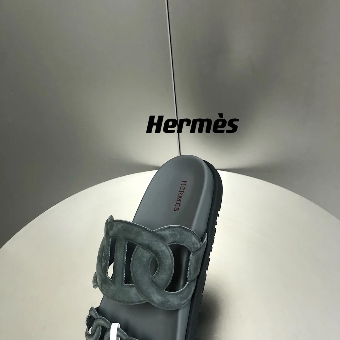 Hermes Extra Sandal Dark Grey - Image 6