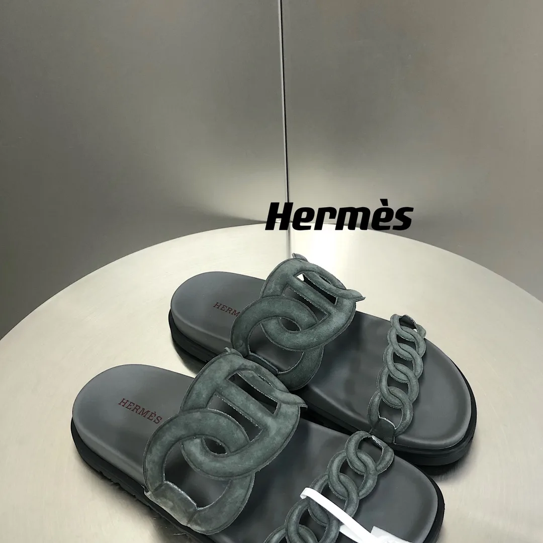 Hermes Extra Sandal Dark Grey - Image 5