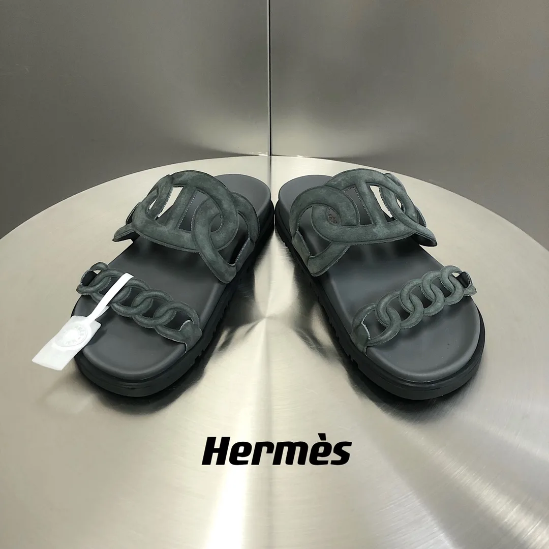 Hermes Extra Sandal Dark Grey - Image 4