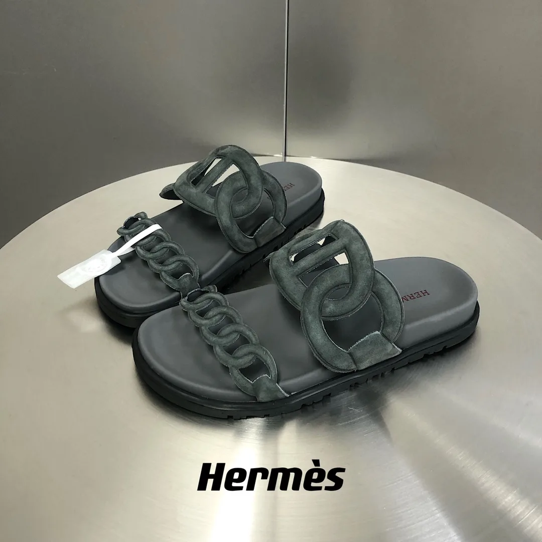 Hermes Extra Sandal Dark Grey - Image 3