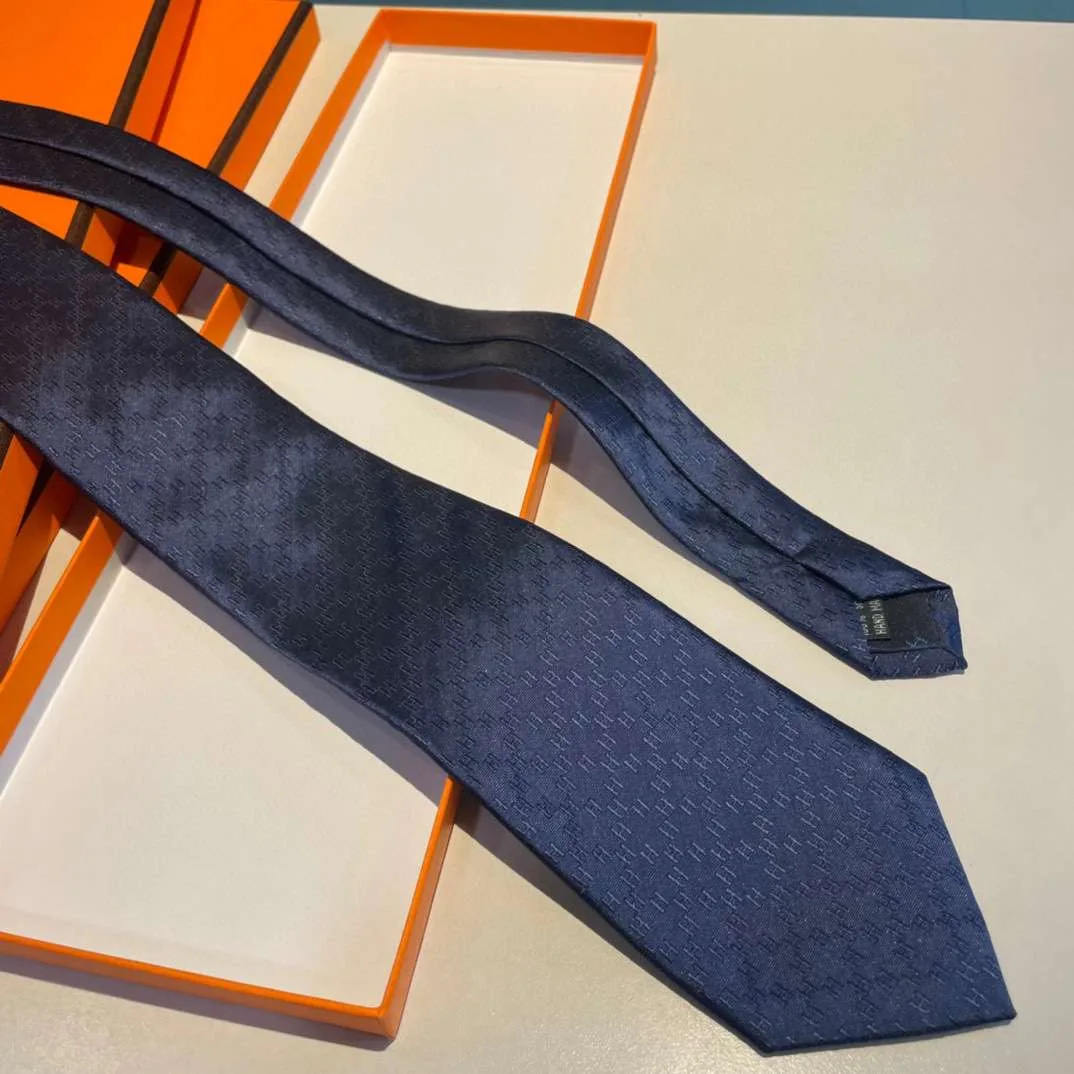 Hermes Faconnee H Tie Navy Blue - Image 7