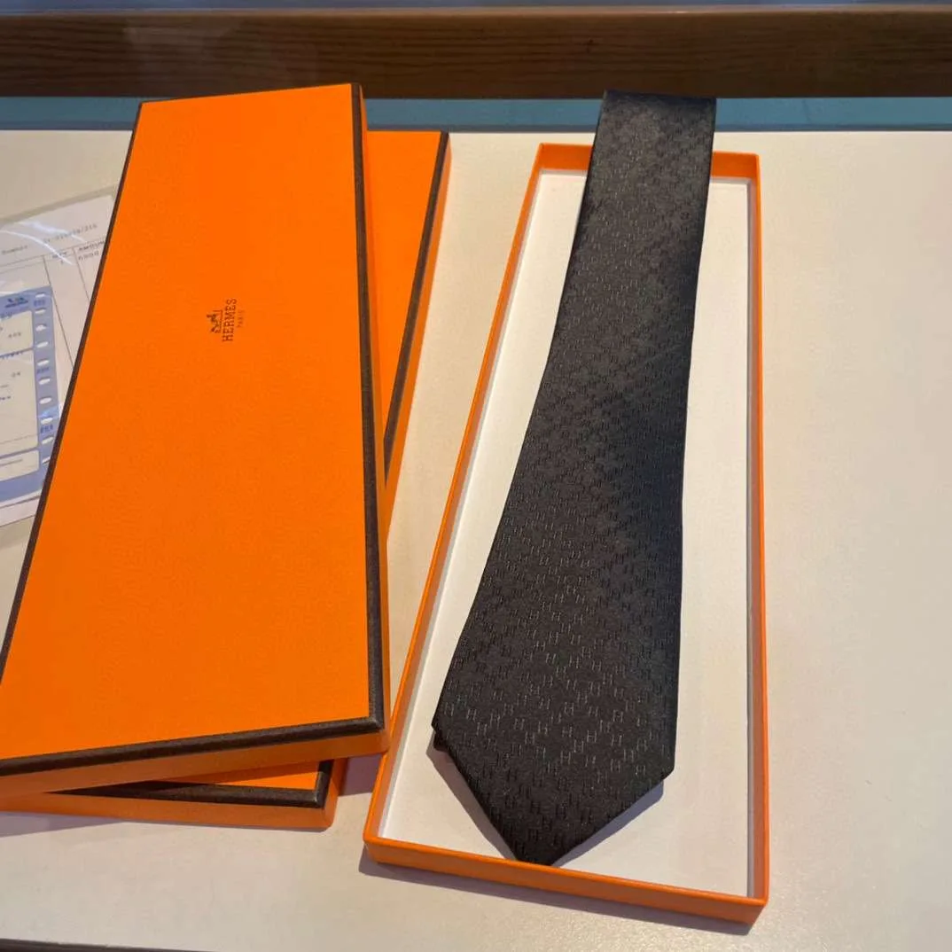 Hermes Faconnee H Tie Black - Image 6