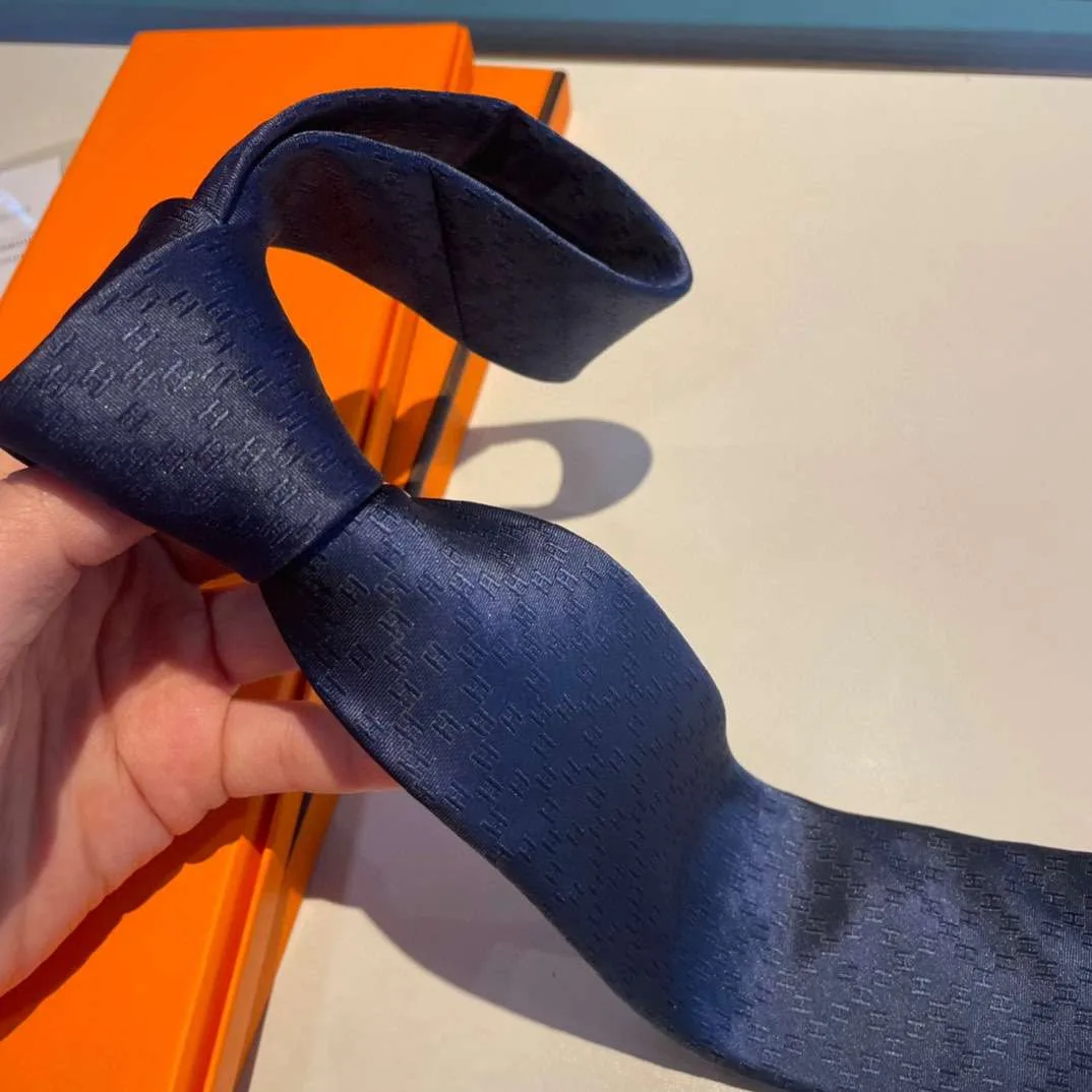 Hermes Faconnee H Tie Navy Blue - Image 3