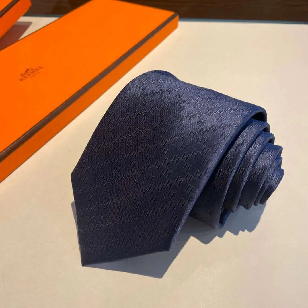 Hermes Faconnee H Tie Navy Blue - Image 4
