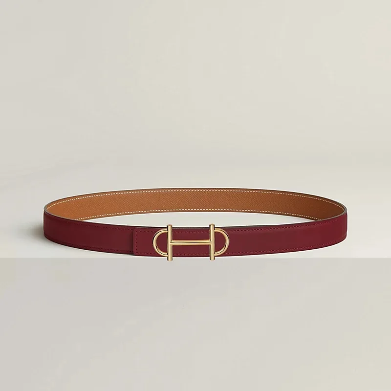 Hermes Gamma Reversible Belt Rouge H/ Brown - Image 3
