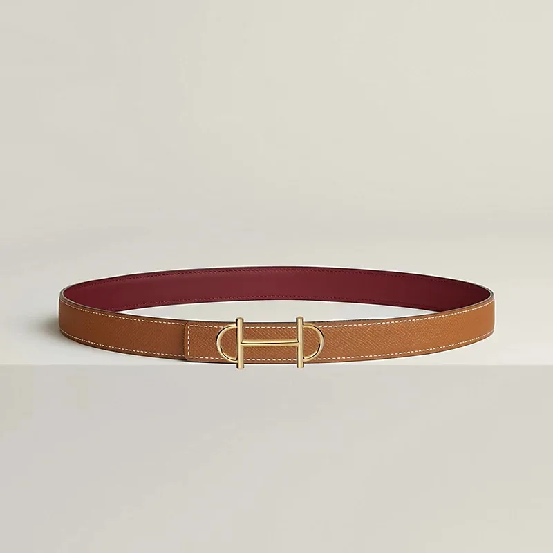Hermes Gamma Reversible Belt Rouge H/ Brown - Image 4