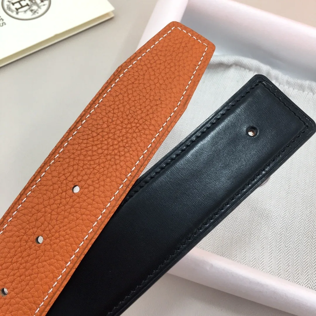 Hermes H Guillochee Belt Buckle & Reversible Orange - Image 6