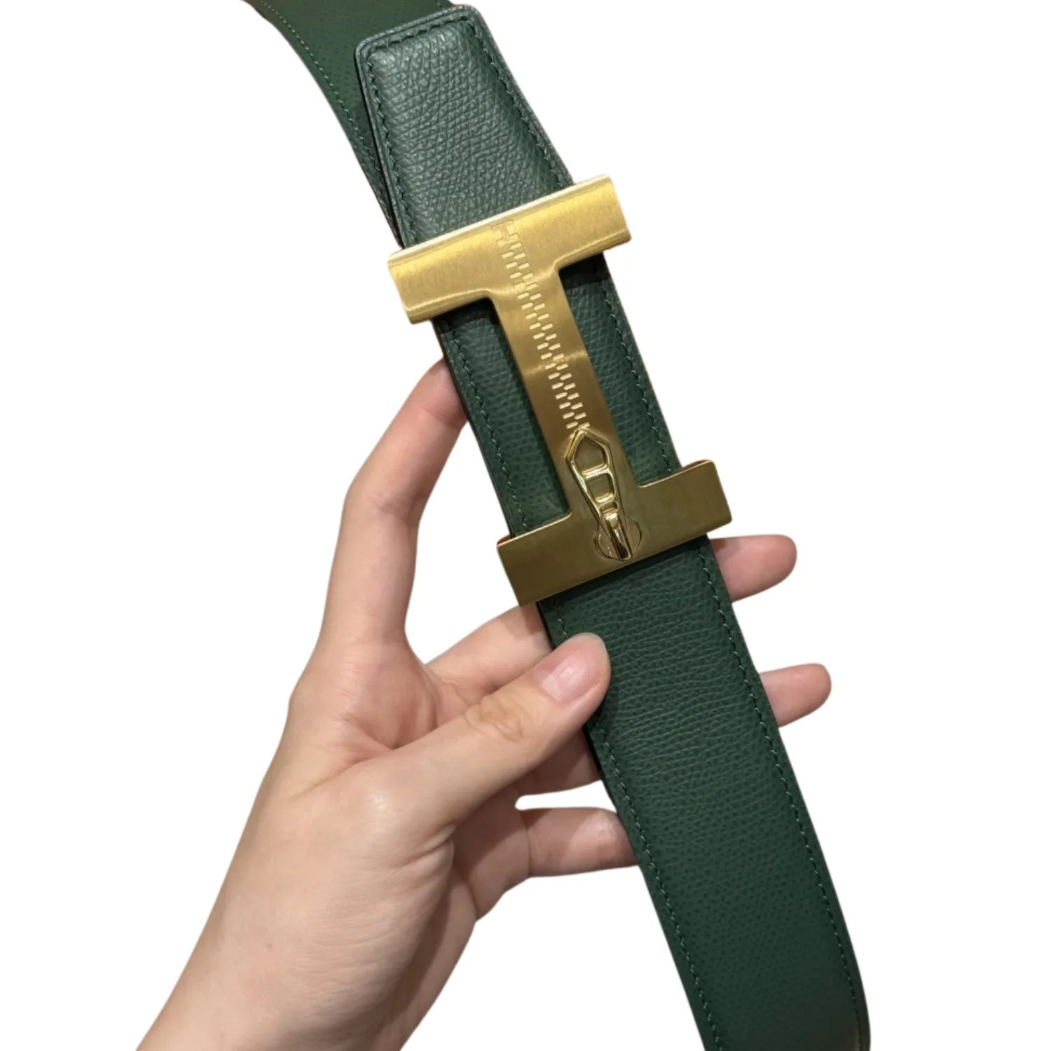 Hermès H-Zip Reversible Belt Black & Green - Image 8