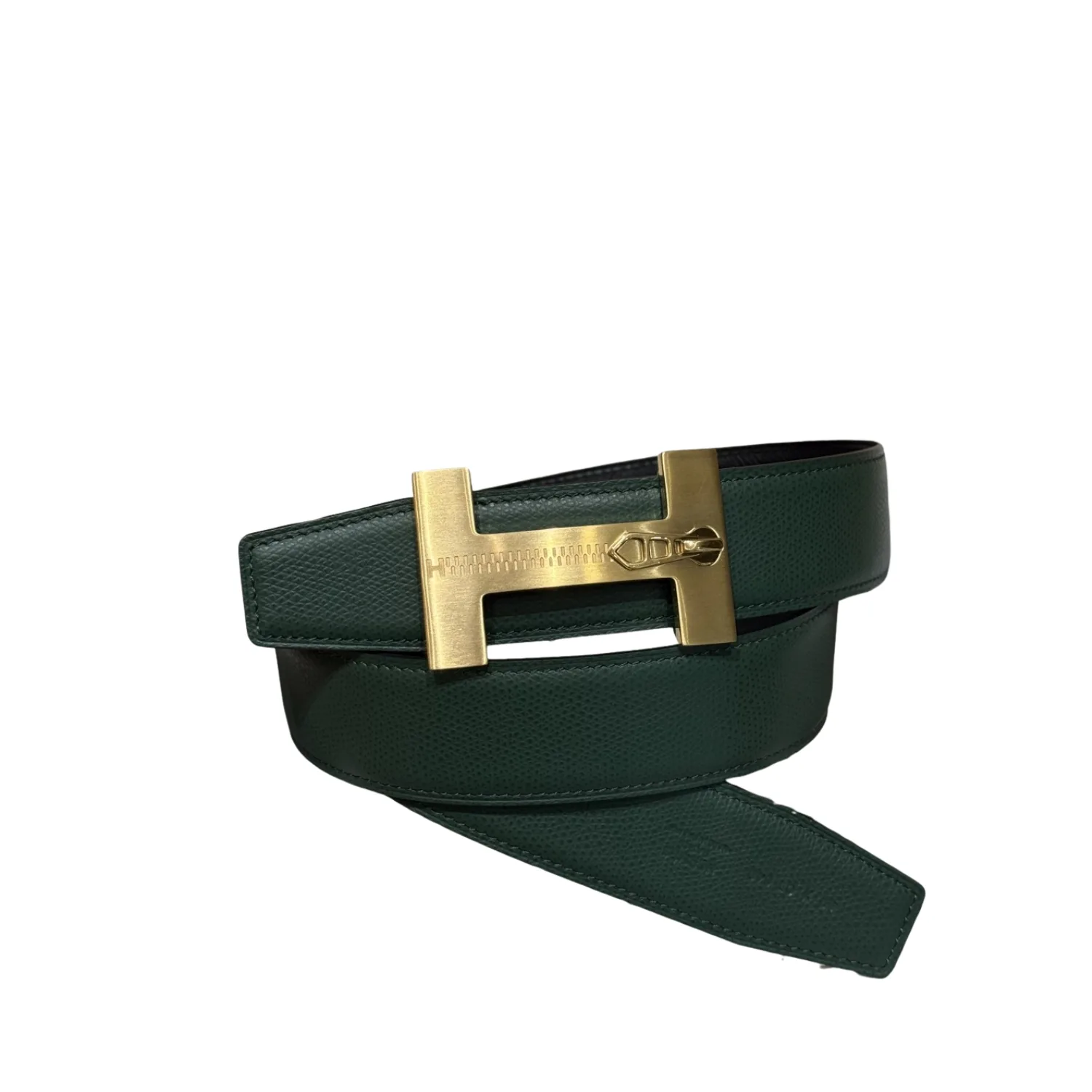 Alternative view of Hermès H-Zip Reversible Belt Black & Green