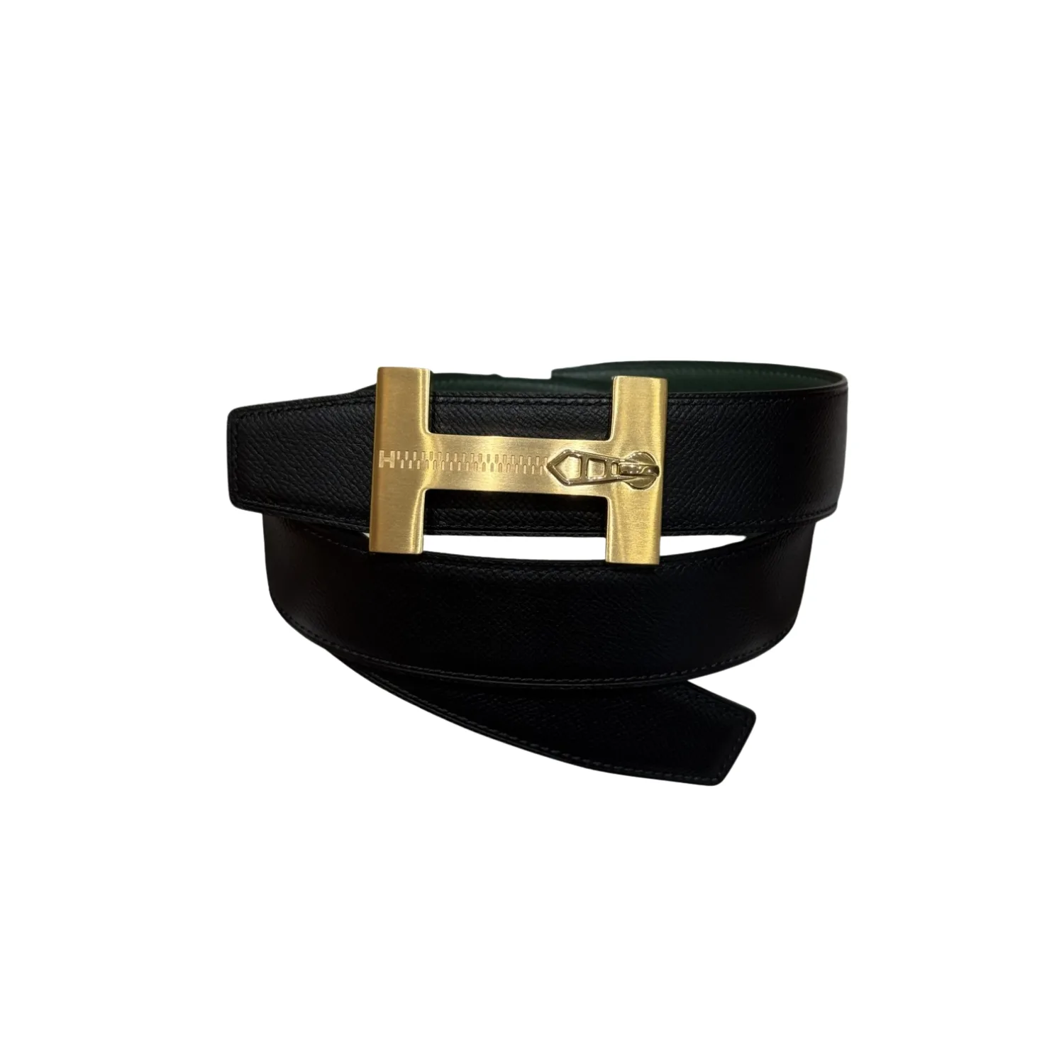 Hermès H-Zip Reversible Belt Black & Green - Image 3