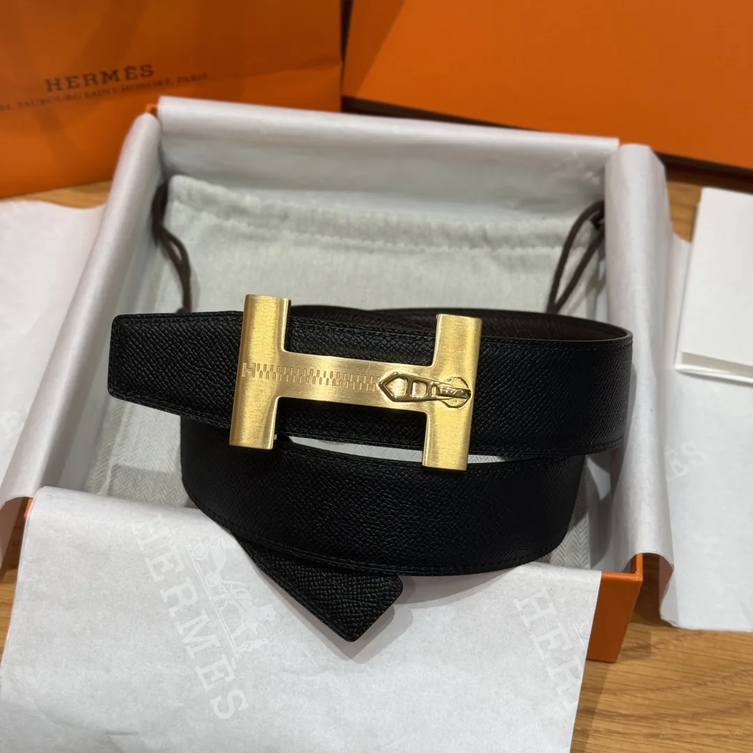 Hermès H-Zip Reversible Belt Dark Brown & Black - Image 3