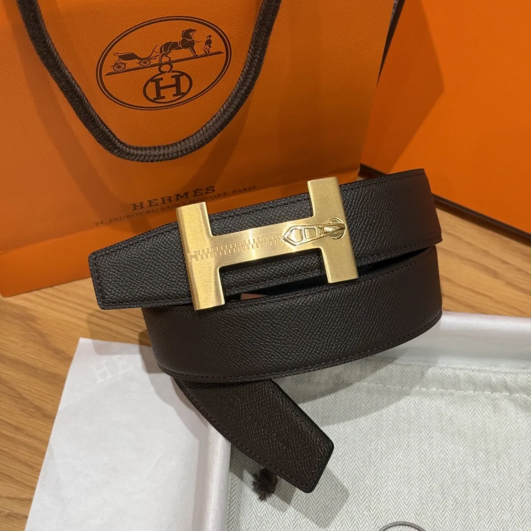 Hermès H-Zip Reversible Belt Dark Brown & Black - Image 4