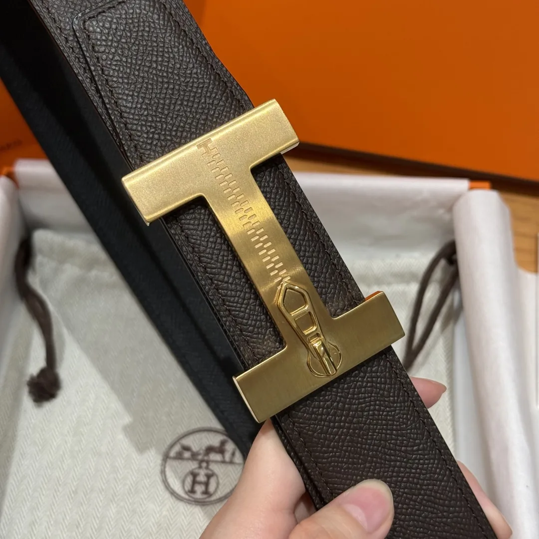 Hermès H-Zip Reversible Belt Dark Brown & Black - Image 6