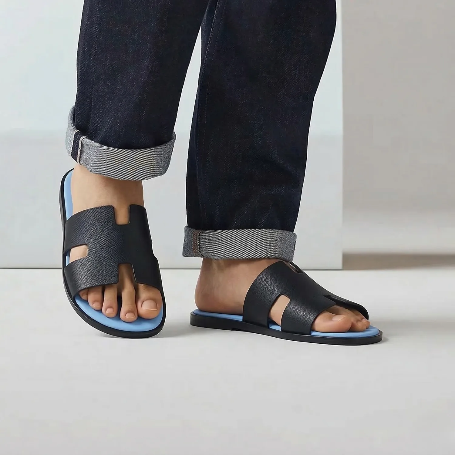 Alternative view of Hermes Izmir Sandals Black/ Light Blue