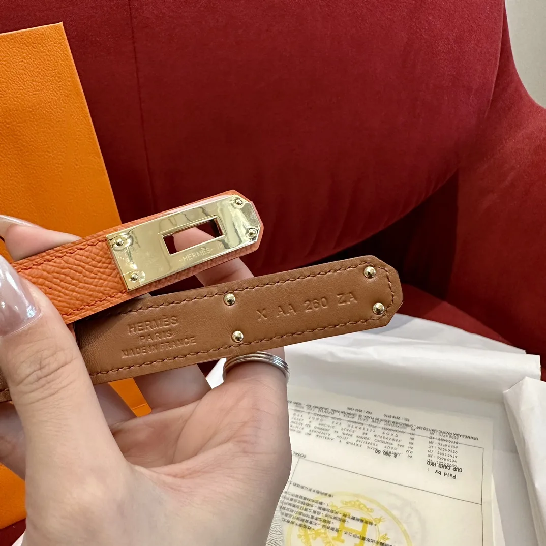 Alternative view of Hermes Kelly 18 Belt Orange