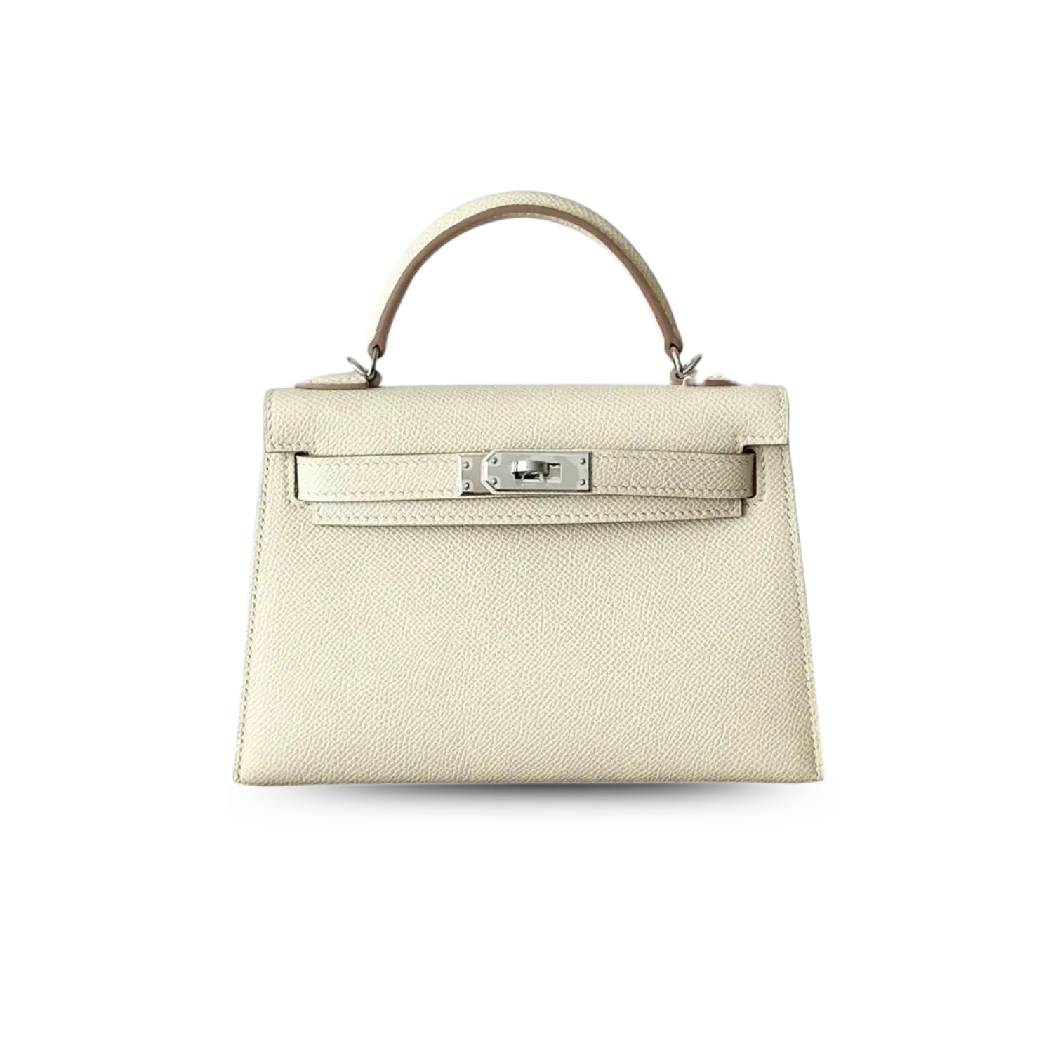 Hermes Kelly Mini Top Handle Bag / Craie Epsom Palladium Hardware