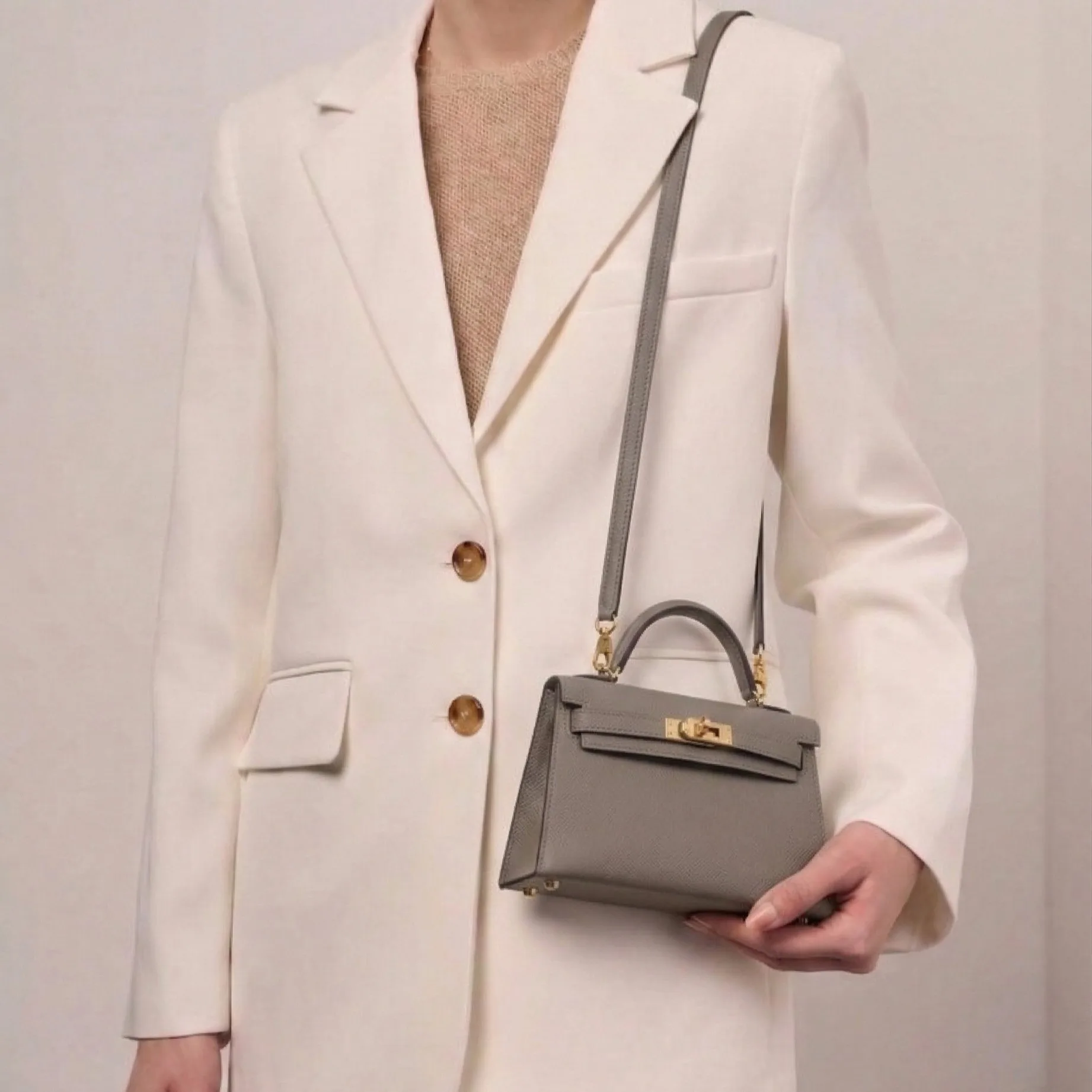 Alternative view of Hermes Kelly Mini Top Handle Bag / Dark Grey Epsom Gold Hardware