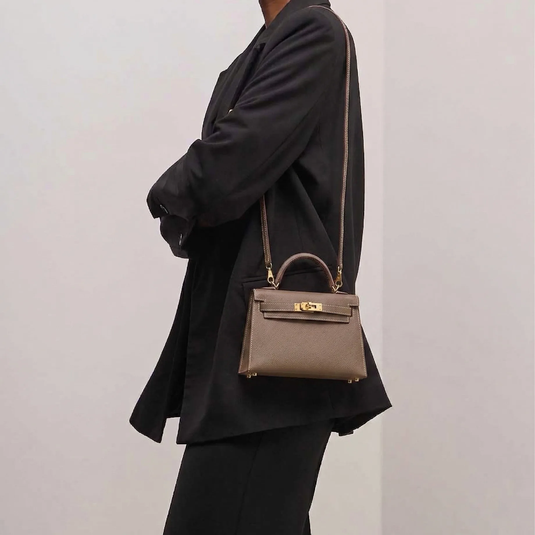Hermes Kelly Mini Top Handle Bag / Etoupe Epsom Gold Hardware 's - Image 2
