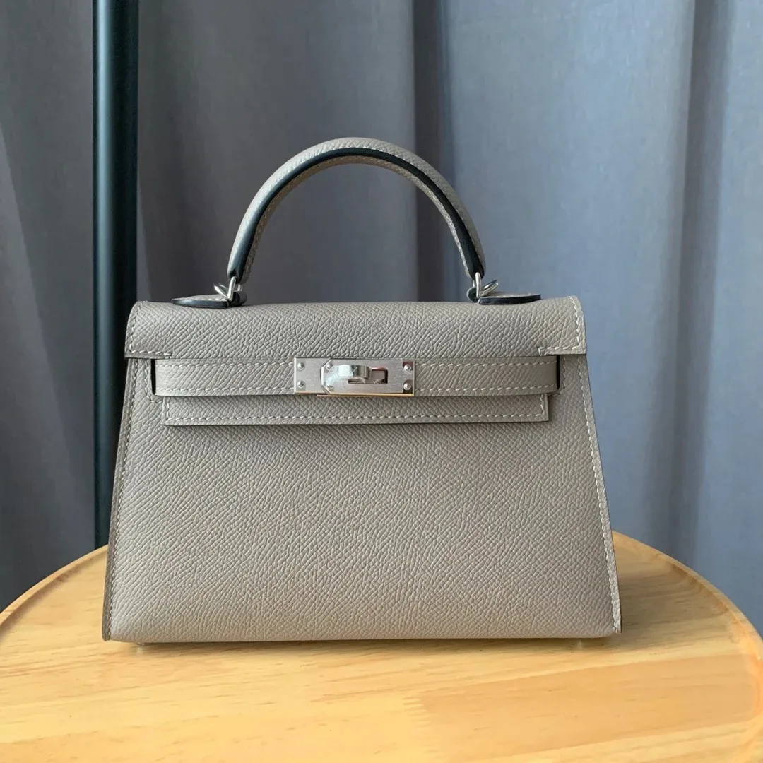 Alternative view of Hermes Kelly Mini Top Handle Bag / Light Grey Epsom Palladium Hardware