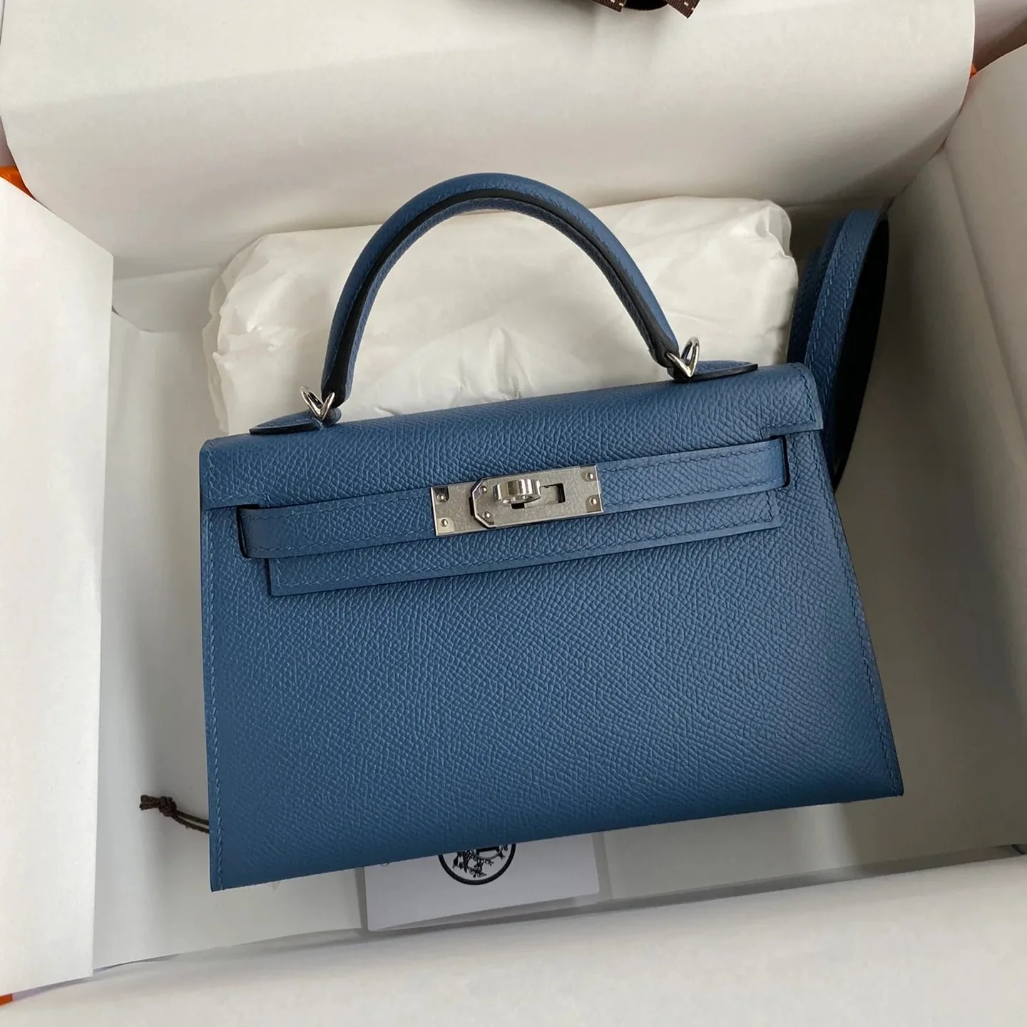 Alternative view of Hermes Kelly Mini Top Handle Bag / Navy Epsom Palladium Hardware