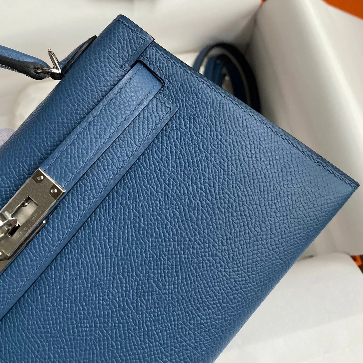 Hermes Kelly Mini Top Handle Bag / Navy Epsom Palladium Hardware - Image 4