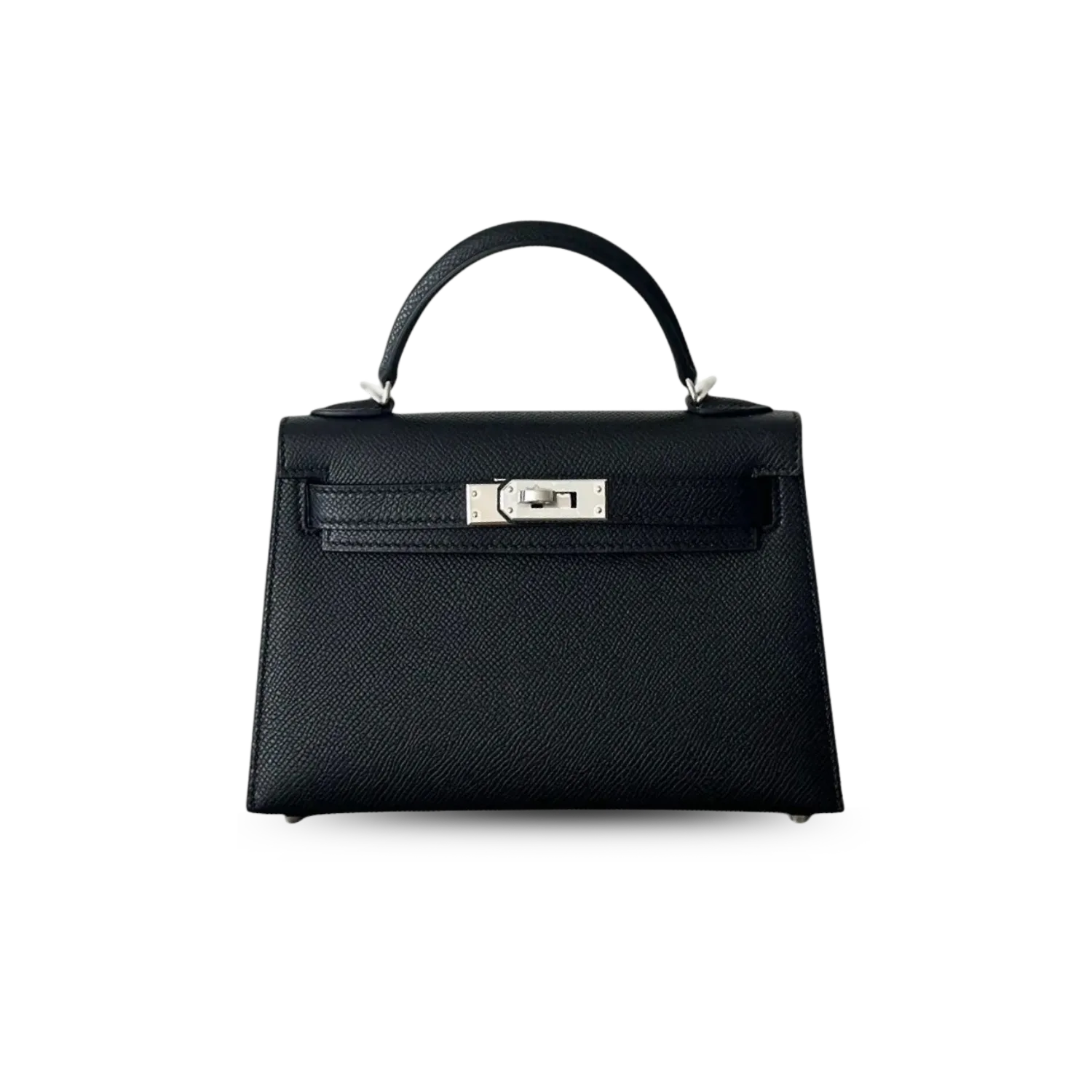 Hermes Kelly Mini Top Handle Bag / Noir Epsom Palladium Hardware