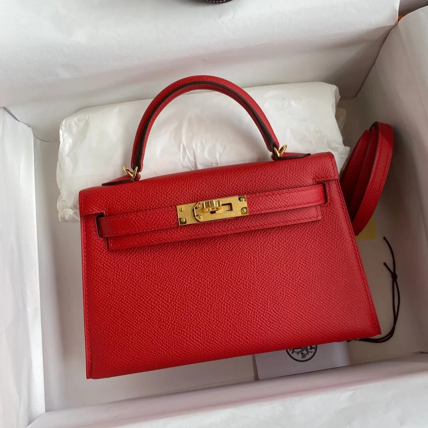 Alternative view of Hermes Kelly Mini Top Handle Bag / Rouge Epsom Gold Hardware