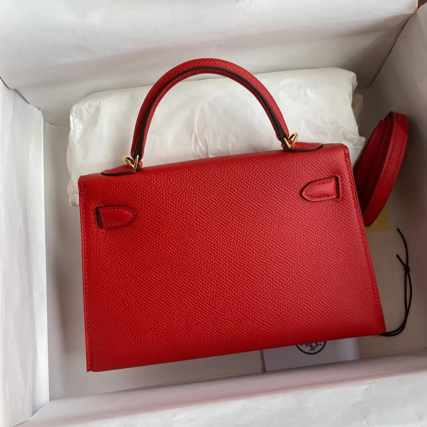Hermes Kelly Mini Top Handle Bag / Rouge Epsom Gold Hardware - Image 3