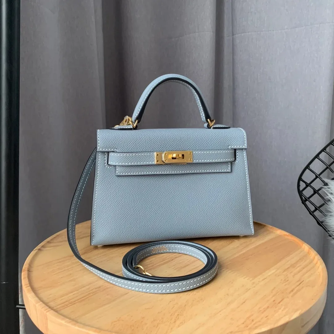Hermes Kelly Mini Top Handle Bag / Sky Blue Epsom Gold Hardware - Image 3